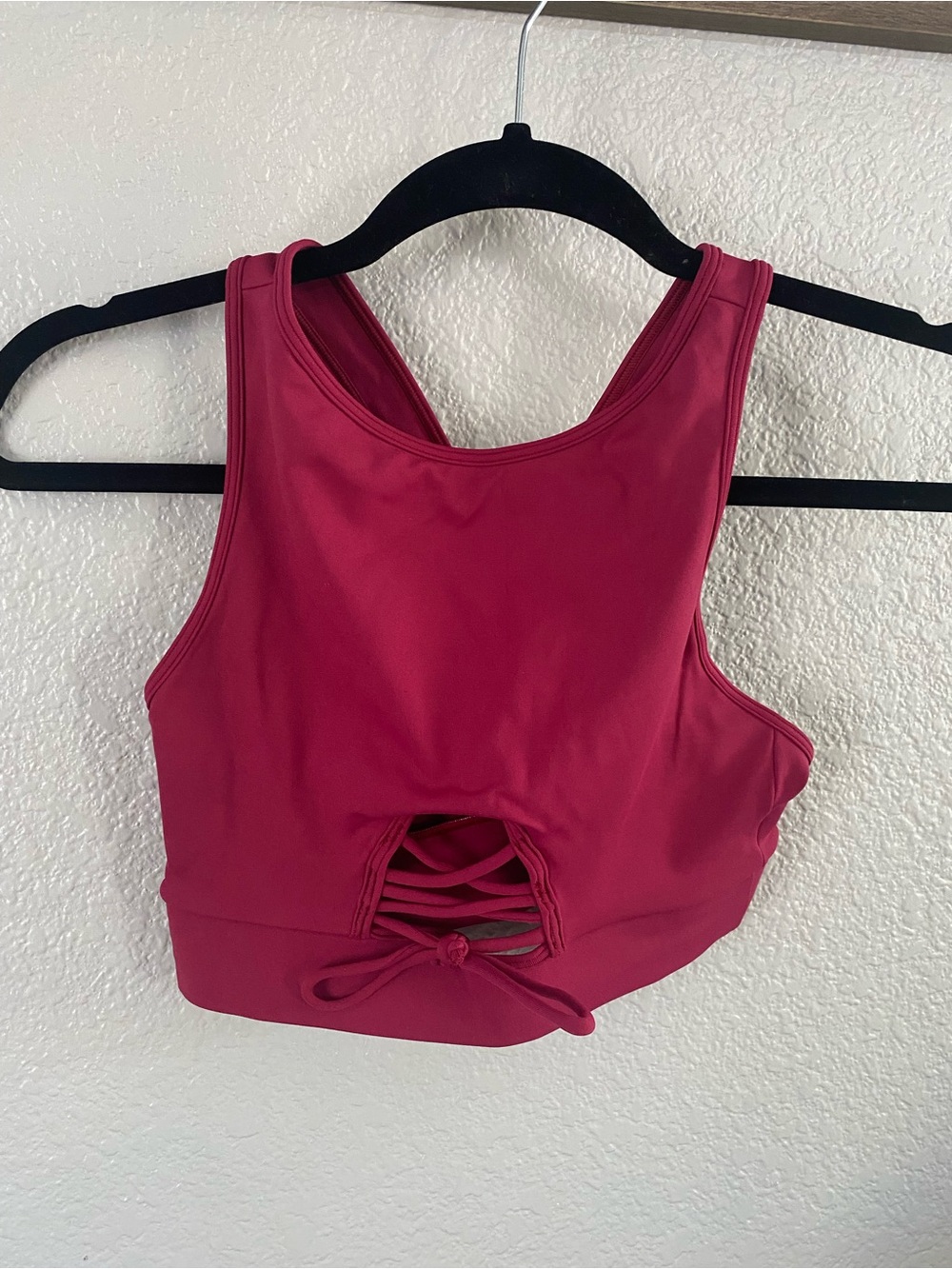 HIPKINI Racerback Lace-Up Sports Bra in Berry